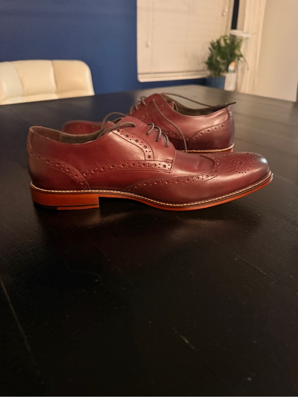 Joseph Abboud Burgundy Wingtip Brogue Leather Oxfords